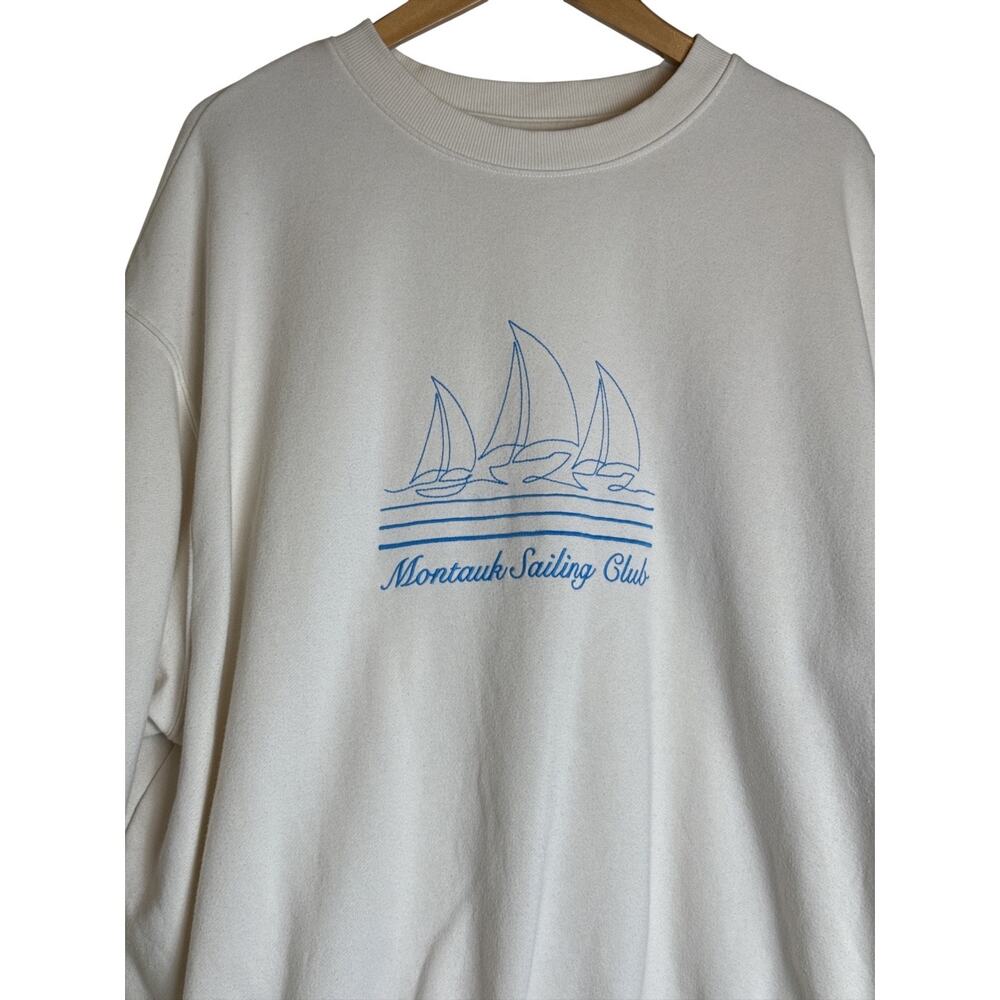 Wild Fable Montauk Sailing Club Embroidered Sweatshirt Women's Size XXL White - Picture 4 of 7